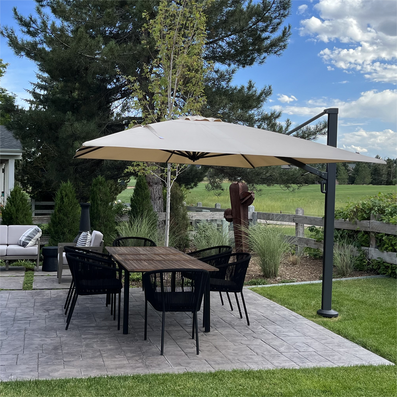 PURPLE LEAF Großer Outdoor-Alu-Sonnenschirm, Freischwebender Terrassenschirm