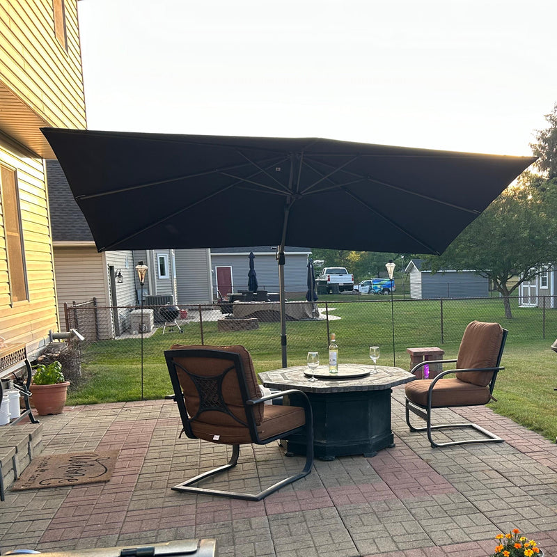 PURPLE LEAF Sonnenschirm Groß Ampelschirm mit Kurbel 360-Grad Drehbar mit Fußpedal für Terrasse, Balkon Sonnenschutz