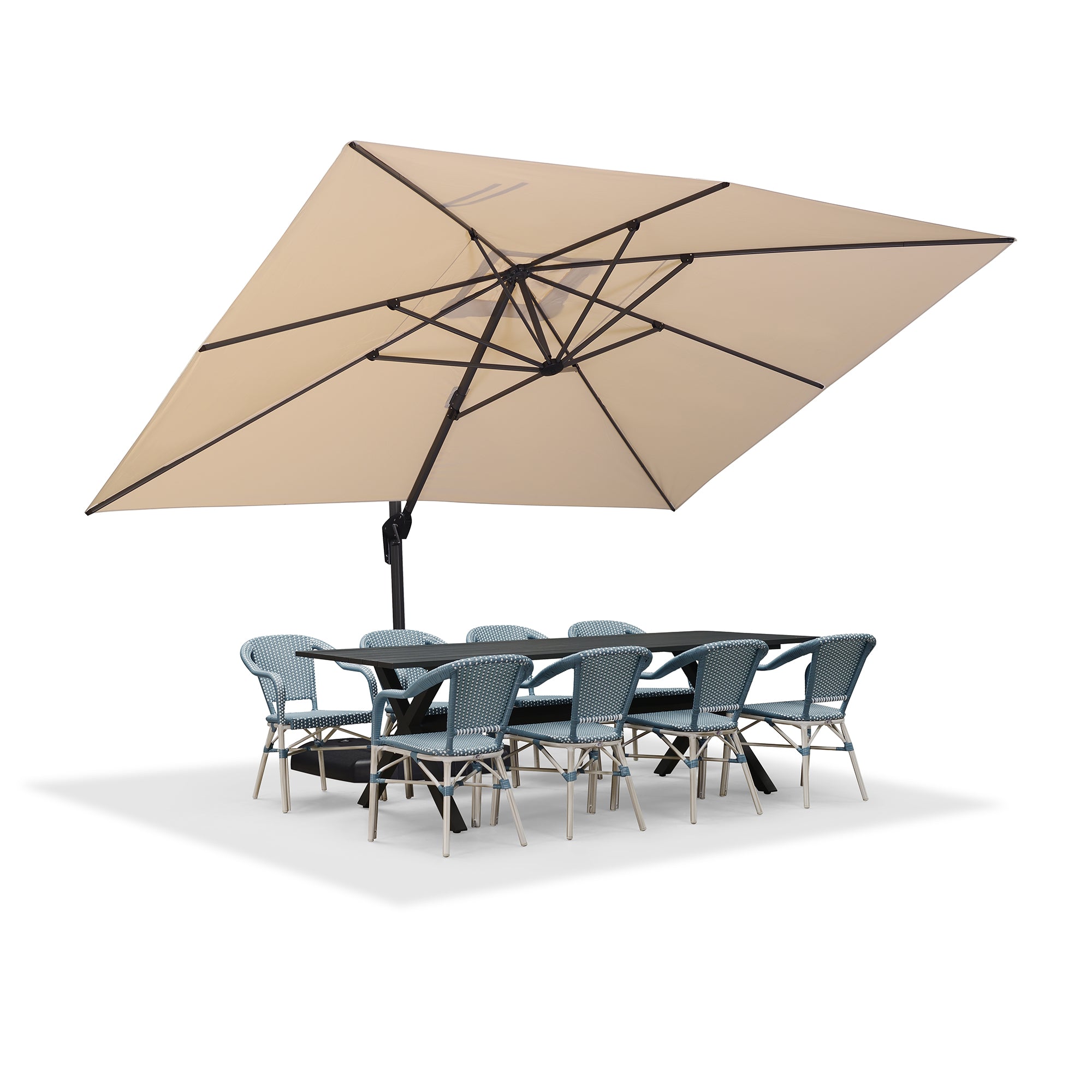 PURPLE LEAF Sonnenschirm Groß Ampelschirm mit Kurbel 360-Grad Drehbar mit Fußpedal für Terrasse, Balkon Sonnenschutz