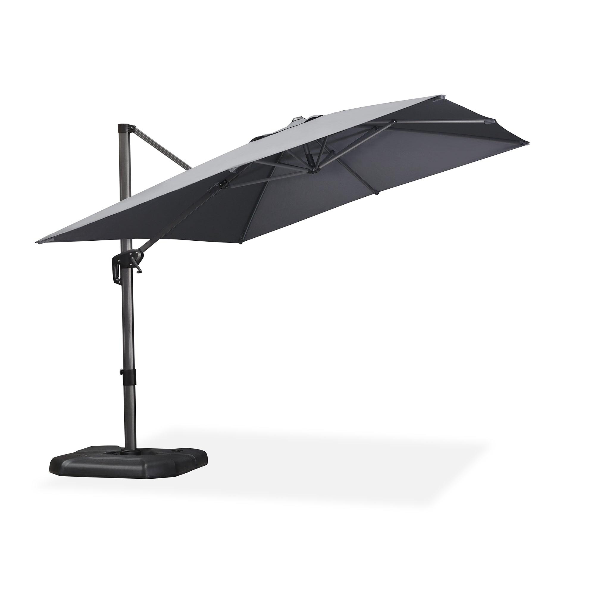 PURPLE LEAF Sonnenschirm Groß Ampelschirm mit Kurbel 360-Grad Drehbar mit Fußpedal für Terrasse, Balkon Sonnenschutz