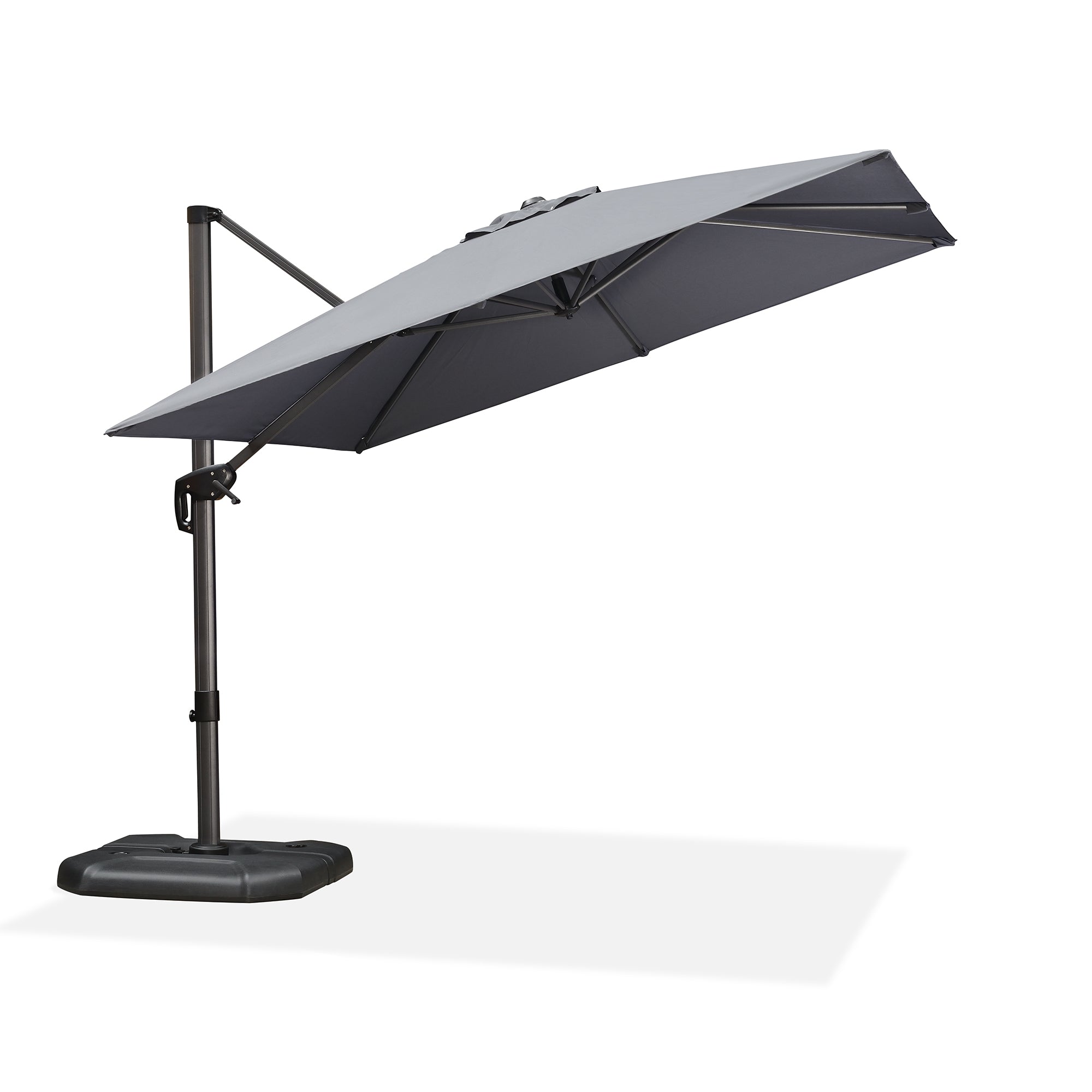 PURPLE LEAF Sonnenschirm Groß Ampelschirm mit Kurbel 360-Grad Drehbar mit Fußpedal für Terrasse, Balkon Sonnenschutz