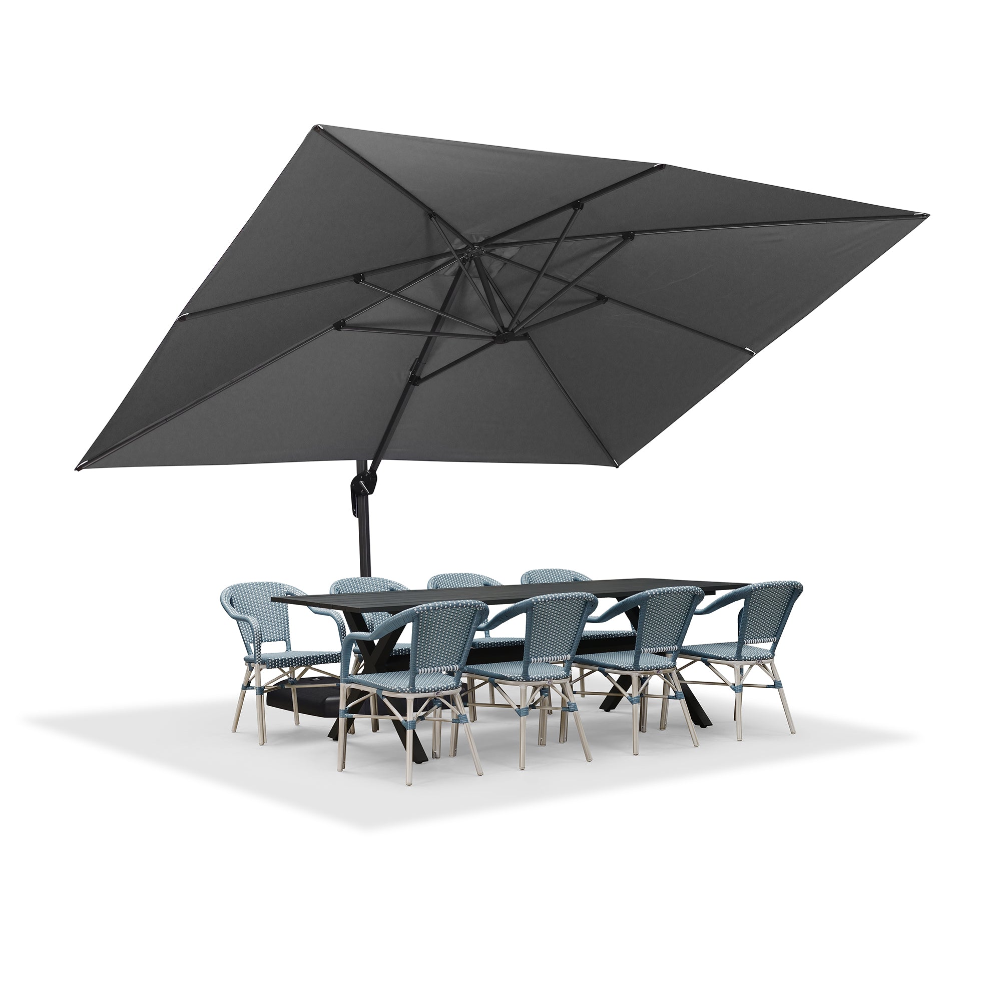 PURPLE LEAF Sonnenschirm Groß Ampelschirm mit Kurbel 360-Grad Drehbar mit Fußpedal für Terrasse, Balkon Sonnenschutz