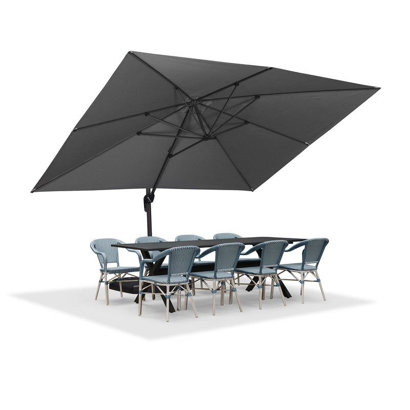 PURPLE LEAF Sonnenschirm Groß Ampelschirm mit Kurbel 360-Grad Drehbar mit Fußpedal für Terrasse, Balkon Sonnenschutz