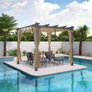 PURPLE LEAF Outdoor-Pergola mit einziehbarem Dach – Aluminium-Pavillon für Strand, Terrasse und Garten mit Vorhängen