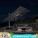 PURPLE LEAF Sonnenschirm Balkon Ampelschirm Drehbar Neigbar Kippbar Marktschirm Groß 360°Rotation, mit LED