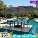 PURPLE LEAF Doppelseitiger, rechteckiger Marktschirm mit Standfuß für Terrasse & Garten