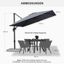 PURPLE LEAF Graphitgrau Sonnenschirm Groß Ampelschirm mit Kurbel 360-Grad Drehbar mit Fußpedal für Terrasse, Balkon Sonnenschutz 270x270 cm 