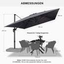 PURPLE LEAF Graphitgrau Sonnenschirm Groß Ampelschirm mit Kurbel 360-Grad Drehbar mit Fußpedal für Terrasse, Balkon Sonnenschutz 400x300 cm Graphitgrau Hellgrau 