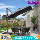 PURPLE LEAF Sonnenschirm Groß Ampelschirm mit Kurbel 360-Grad Drehbar mit Fußpedal für Terrasse, Balkon Sonnenschutz