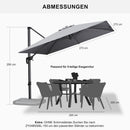 PURPLE LEAF Sonnenschirm Groß Ampelschirm mit Kurbel 360-Grad Drehbar mit Fußpedal für Terrasse, Balkon Sonnenschutz 270x270 cm  Hellgrau