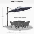 PURPLE LEAF Sonnenschirm Groß Ampelschirm mit Kurbel 360-Grad Drehbar mit Fußpedal für Terrasse, Balkon Sonnenschutz 300 cm Rund Hellgrau 