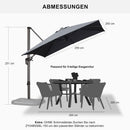 PURPLE LEAF Sonnenschirm PURPLE LEAF Sonnenschirm Groß Ampelschirm mit Kurbel 360-Grad Drehbar mit Fußpedal für Terrasse, Balkon Groß Ampelschirm mit Kurbel 360-Grad Drehbar mit Fußpedal für Terrasse, Balkon Sonnenschutz 250x250 cm  