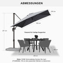 PURPLE LEAF Sonnenschirm Groß Ampelschirm mit Kurbel 360-Grad Drehbar mit Fußpedal für Terrasse, Balkon Sonnenschutz 250x250 cm  Graphitgrau 