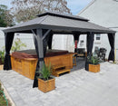 PURPLE LEAF hellgrauer Outdoor‑Lounge‑Pavillon mit Moskitonetz und Vorhängen