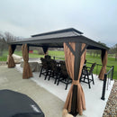 Terrassenpavillon 3,65x7.32 m wetterfest aus Aluminium mit verzinktem Stahldach, Doppeldach, Moskitonetz und Vorhängen für Garten und Terrasse