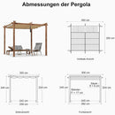 PURPLE LEAF Pergola Metall Holzoptik Garten Pavillon Aluminum Pergola Wasserdicht Sonnendach mit Schiebedach, Gartenpavillon Mit Markisenschutz