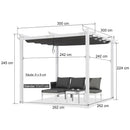 PURPLE LEAF Outdoor Retractable Pergola mit Doppelsonnenschutz-Überdachung Weiß Heavy-Duty Aluminium-Pergola Patio Moderne Pergola für Garten Deck Hinterhof