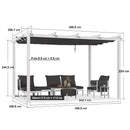 PURPLE LEAF Outdoor Retractable Pergola mit Doppelsonnenschutz-Überdachung Weiß Heavy-Duty Aluminium-Pergola Patio Moderne Pergola für Garten Deck Hinterhof