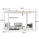 PURPLE LEAF Outdoor Retractable Pergola mit Doppelsonnenschutz-Überdachung Weiß Heavy-Duty Aluminium-Pergola Patio Moderne Pergola für Garten Deck Hinterhof