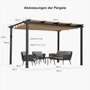 PURPLE LEAF Pergola Aluminium Einziehbare für den Außenbereich mit Sonnenschutzdach, Terrasse, Unterstand für Hinterhof, Metallgrill-Pavillon-PRG