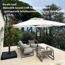 PURPLE LEAF Garten Sonnenschirm, quadratischer Alu Holzoptik Ampelschirm Überhang mit Kurbelgriff und Neigung für Balkon