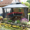 PURPLE LEAF Graues Hardtop-Pavillon mit strapazierfähigem verzinktem Stahl-Dach in Doppeldach-Ausführung mit Netz und Vorhängen