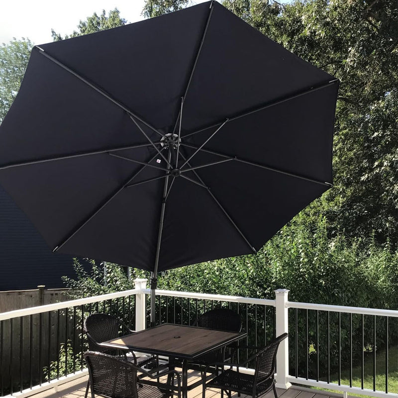 PURPLE LEAF Sonnenschirm groß Ampelschirm Rund 360-Grad drehbar mit Schirmständer