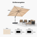 PURPLE LEAF Deluxe - Aluminium Outdoor Patio-Sonnenschirm Quadratisch mit Schirmständer Edel, windfest und vielseitig einstellbar