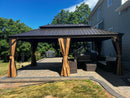 PURPLE LEAF Alu Pavillon Wasserdicht Stabil Winterfest Gartenpavillon mit Moskitonetz Hardtop Pavillon mit Stahldach, Bronze