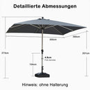 PURPLE LEAF Sonnenschirm Garten-Mittelsäulenschirm zum Öffnen Schließen Aluminium Marktschirm Groß UV-Schutz Mittelstockschirme Tischschirm Waterdicht für Market