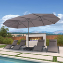 PURPLE LEAF Doppelseitiger, rechteckiger Marktschirm mit Standfuß für Terrasse & Garten