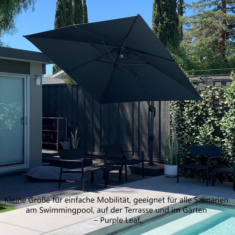 PURPLE LEAF Wirtschaftlicher Terrassen-Sonnenschirm mit drehbarem Rechteck und quadratischem Outdoor-Sonnenschirm
