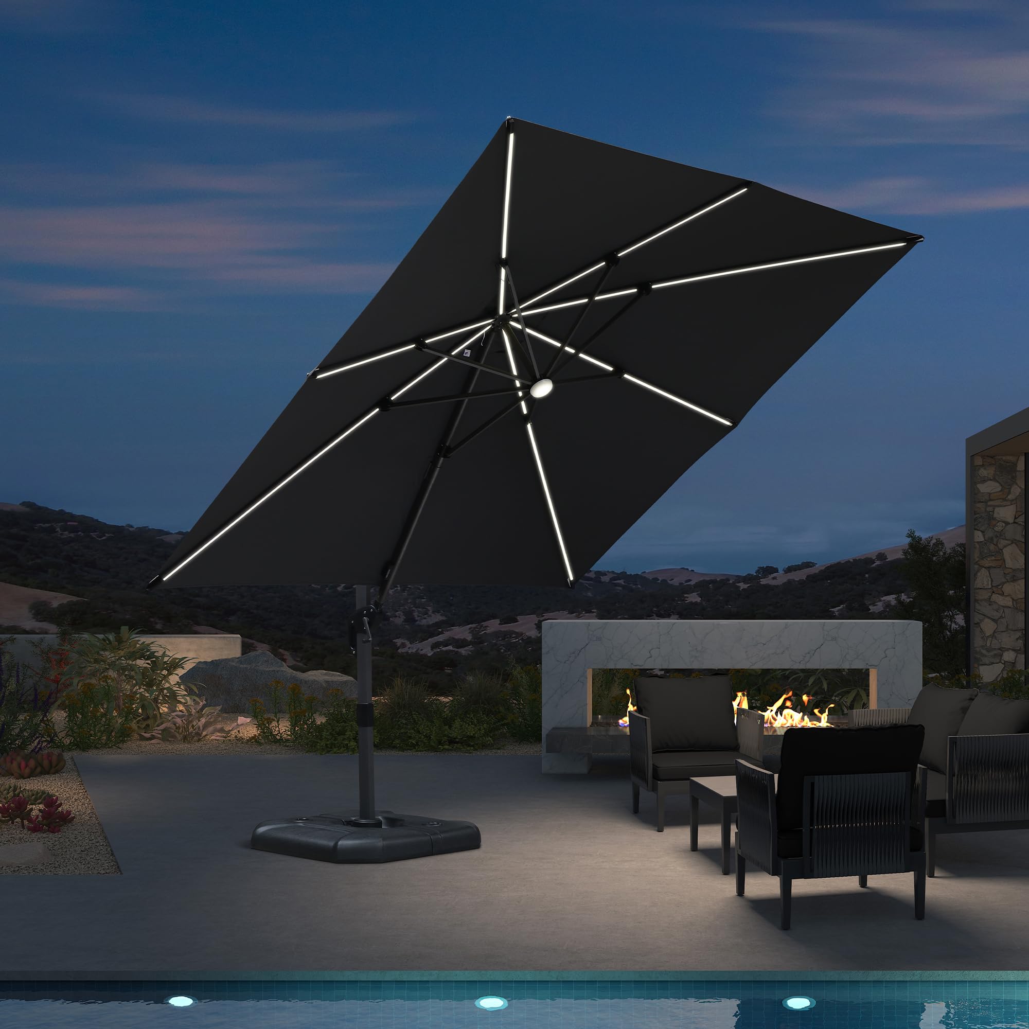 purple leaf Sonnenschirm für Pool mit UV-Schutz & Windbeständigkeit​​ mit led