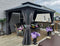 PURPLE LEAF Graues Hardtop-Pavillon mit strapazierfähigem verzinktem Stahl-Dach in Doppeldach-Ausführung mit Netz und Vorhängen
