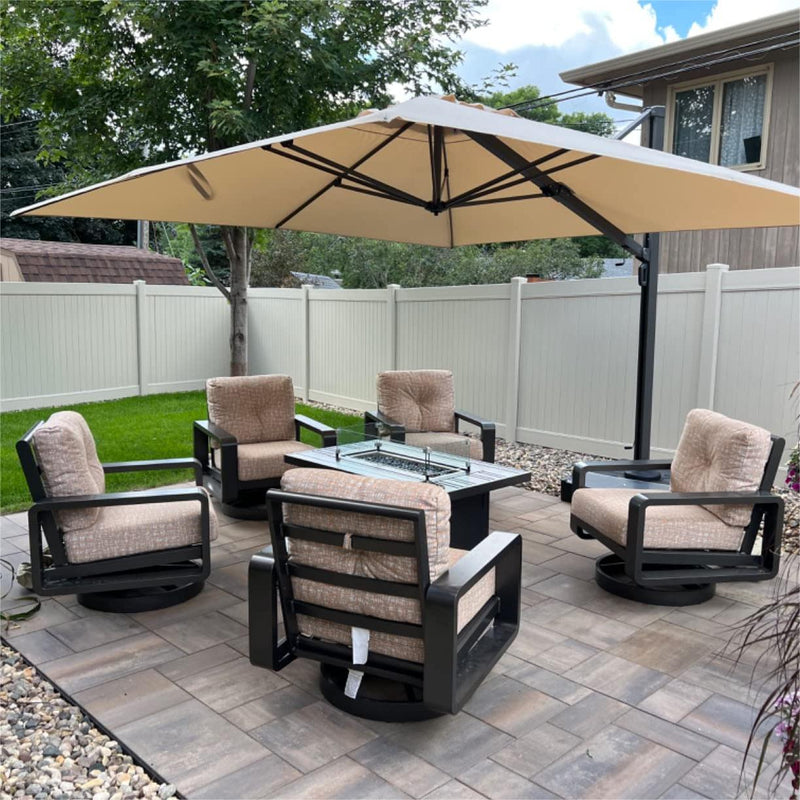 PURPLE LEAF Großer Outdoor-Alu-Sonnenschirm, Freischwebender Terrassenschirm mit Schirmständer