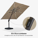 PURPLE LEAF LED Ampelschirm mit Kurbel 360-Grad Drehbar und Schirmständer