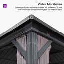 PURPLE LEAF Graues Hardtop-Pavillon mit strapazierfähigem verzinktem Stahl-Dach in Doppeldach-Ausführung mit Netz und Vorhängen