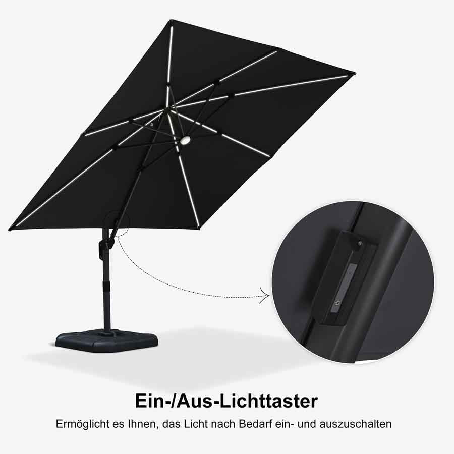 PURPLE LEAF Sonnenschirm Groß Ampelschirm mit Kurbel 360-Grad Drehbar mit Fußpedal für Terrasse, Balkon Sonnenschutz