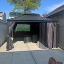 PURPLE LEAF Terrassen-Pavillon in Grau wetterfest mit Hardtop-Dach aus verzinktem Stahl, milchweiße Lichterkette