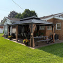 PURPLE LEAF Alu Pavillon Wasserdicht Stabil Winterfest Gartenpavillon mit Moskitonetz Hardtop Pavillon mit Stahldach, Bronze