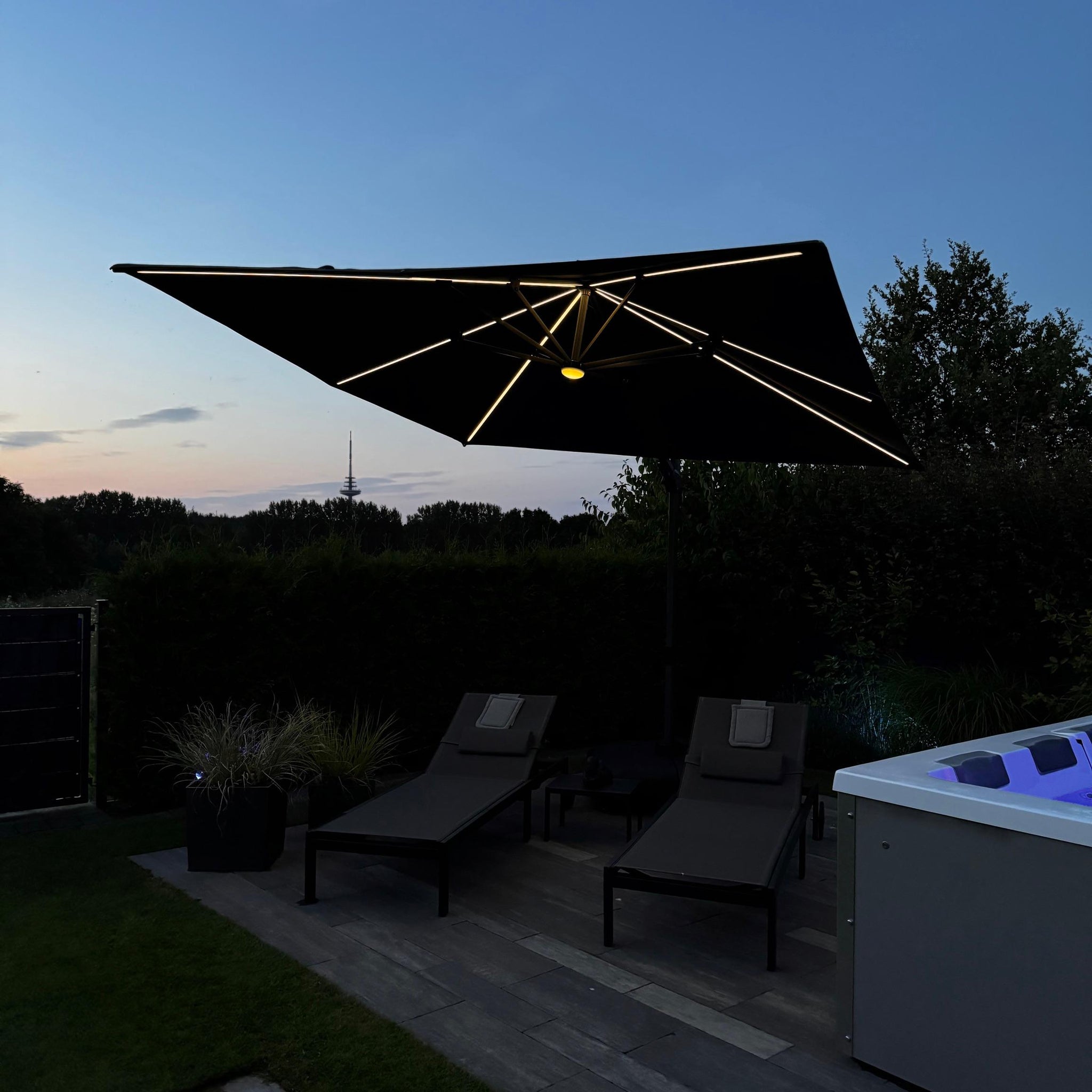 PURPLE LEAF Kippbarer Sonnenschirm für Garten​​ einstellbarer Neigungswinkel​