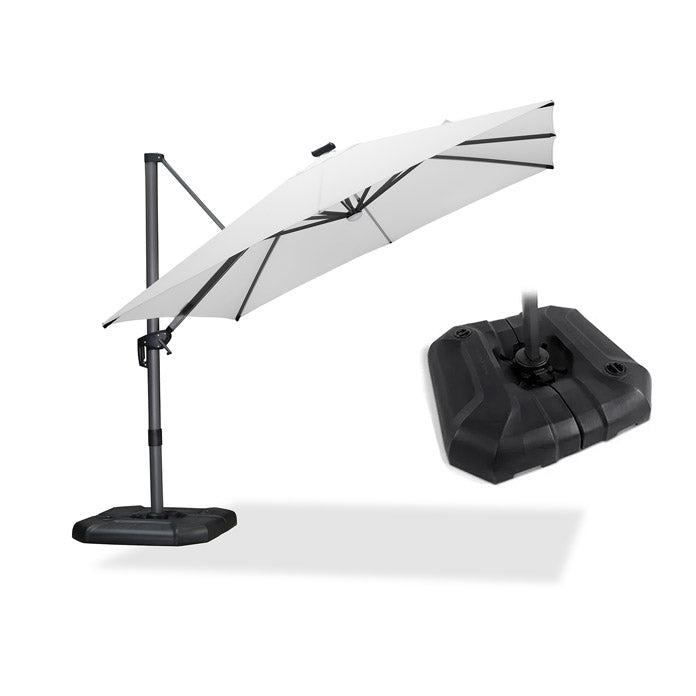 PURPLE LEAF LED Ampelschirm mit Kurbel 360-Grad Drehbar und Schirmständer