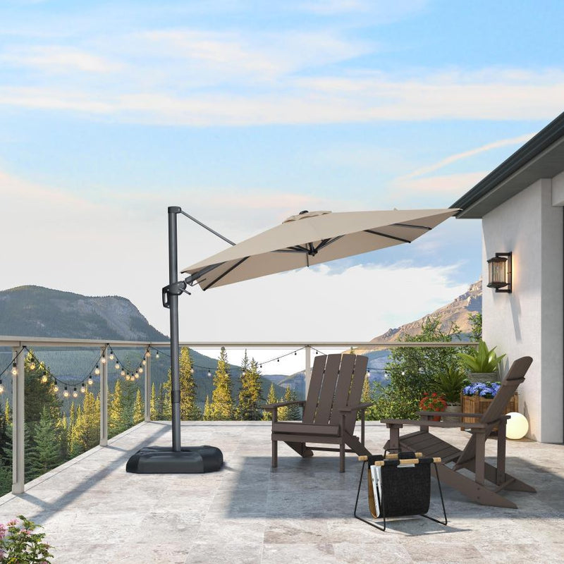PURPLE LEAF Wirtschaftlicher Terrassen-Sonnenschirm mit drehbarem Rechteck und quadratischem Outdoor-Sonnenschirm
