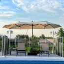 PURPLE LEAF Doppelseitiger, rechteckiger Marktschirm mit Standfuß für Terrasse & Garten