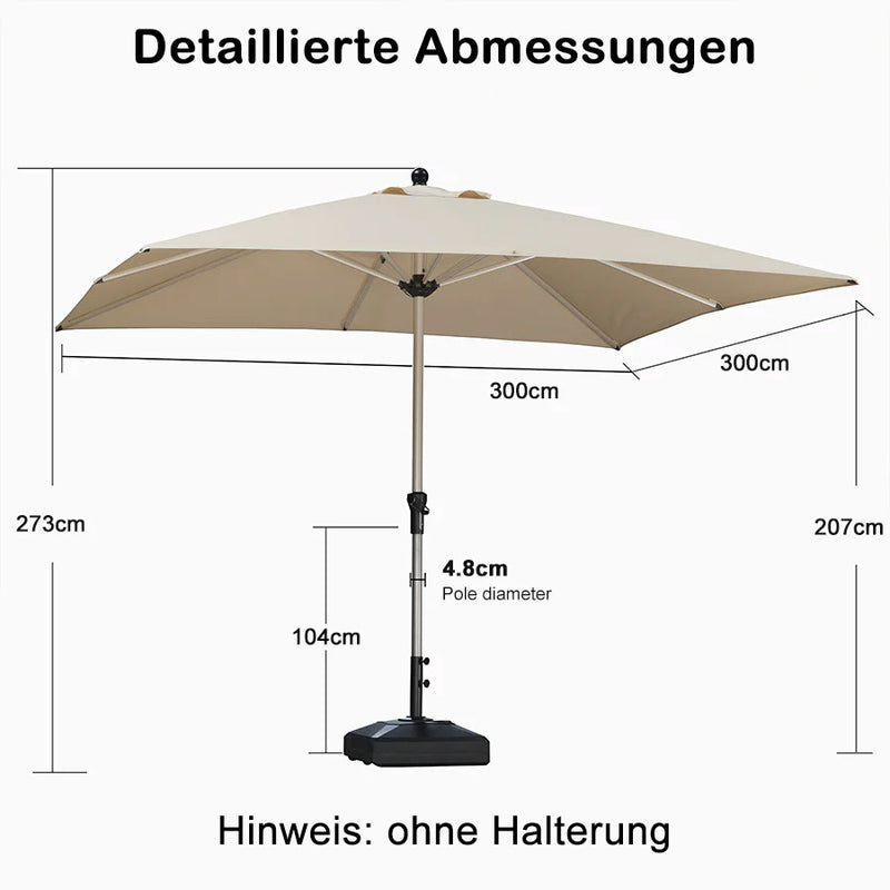 PURPLE LEAF Sonnenschirm Garten-Mittelsäulenschirm zum Öffnen Schließen Aluminium Marktschirm Groß UV-Schutz Mittelstockschirme Tischschirm Waterdicht für Market