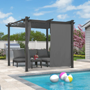 PURPLE LEAF Aluminium Pergola Einziehbare Markise mit Sonnenschutzdach und Seitenvorhängen für Terrasse Garten Grillpavillon