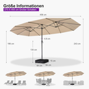 PURPLE LEAF Doppelseitiger, rechteckiger Marktschirm mit Standfuß für Terrasse & Garten