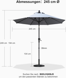 PURPLE LEAF Mittelstock-Sonnenschirm mit Kurbel & Neigungsfunktion – ideal für Terrasse und Garten