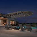 PURPLE LEAF Doppelseitiger Sonnenschirm mit LED-Beleuchtung – inklusive Sockel für den Außenbereich