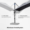 PURPLE LEAF Sonnenschirm Groß Ampelschirm mit Kurbel 360-Grad Drehbar mit Schirmständer